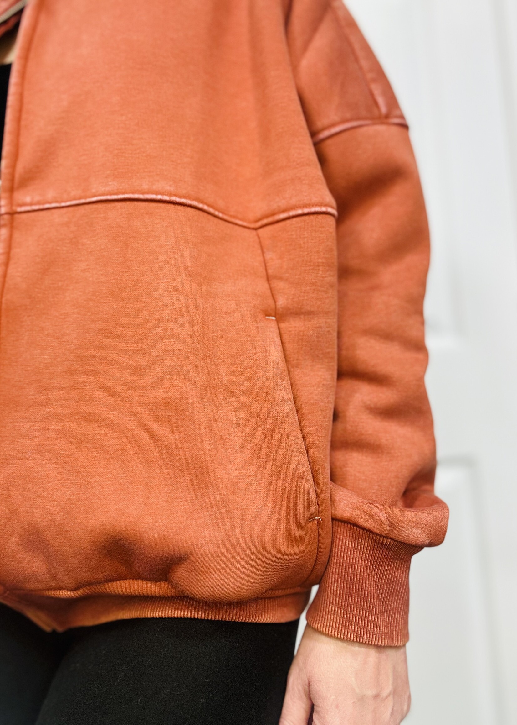 Easel Rust Mineral Wash Bomber Jacket