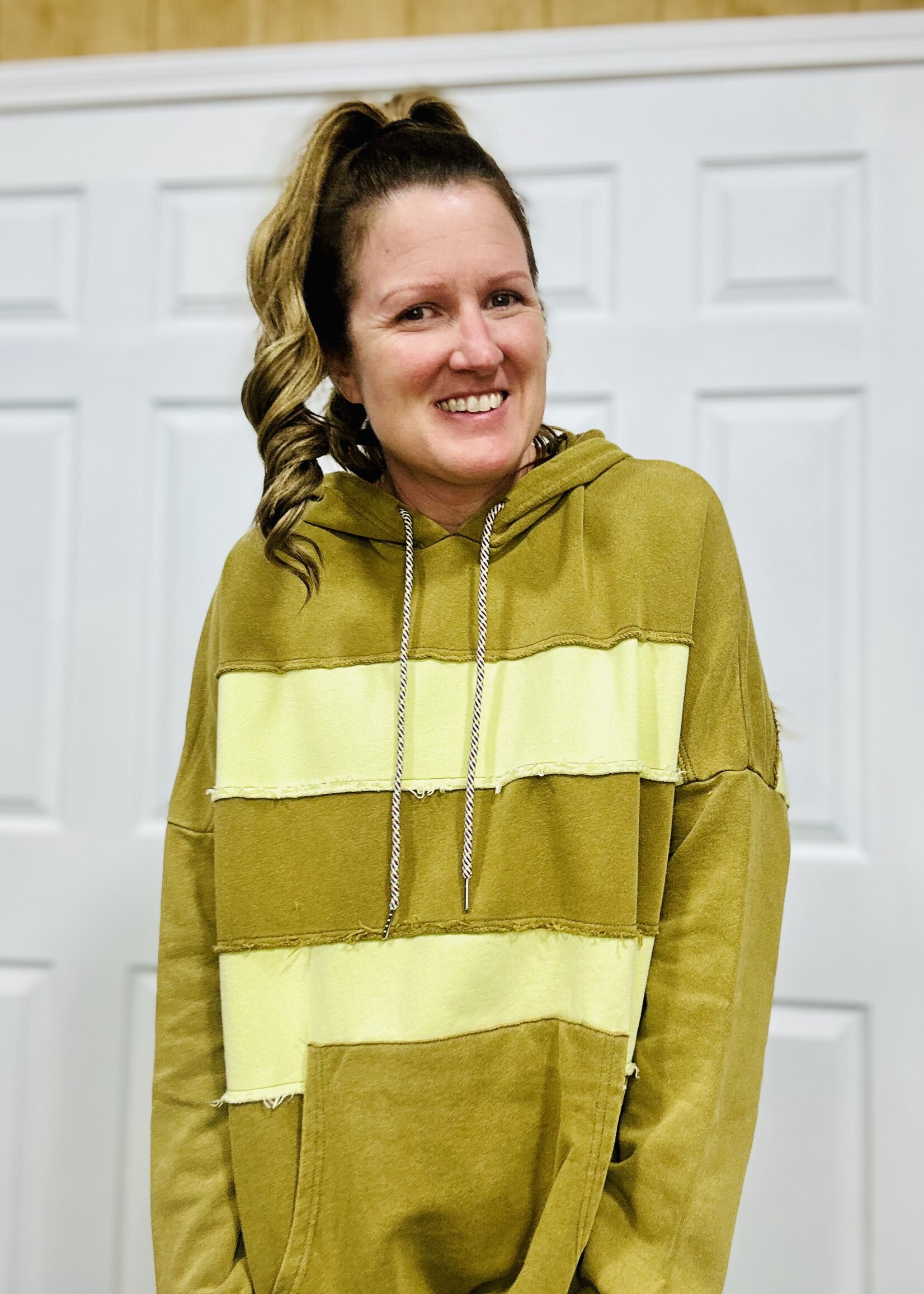 Easel Mineral Wash Striped Hoodie
