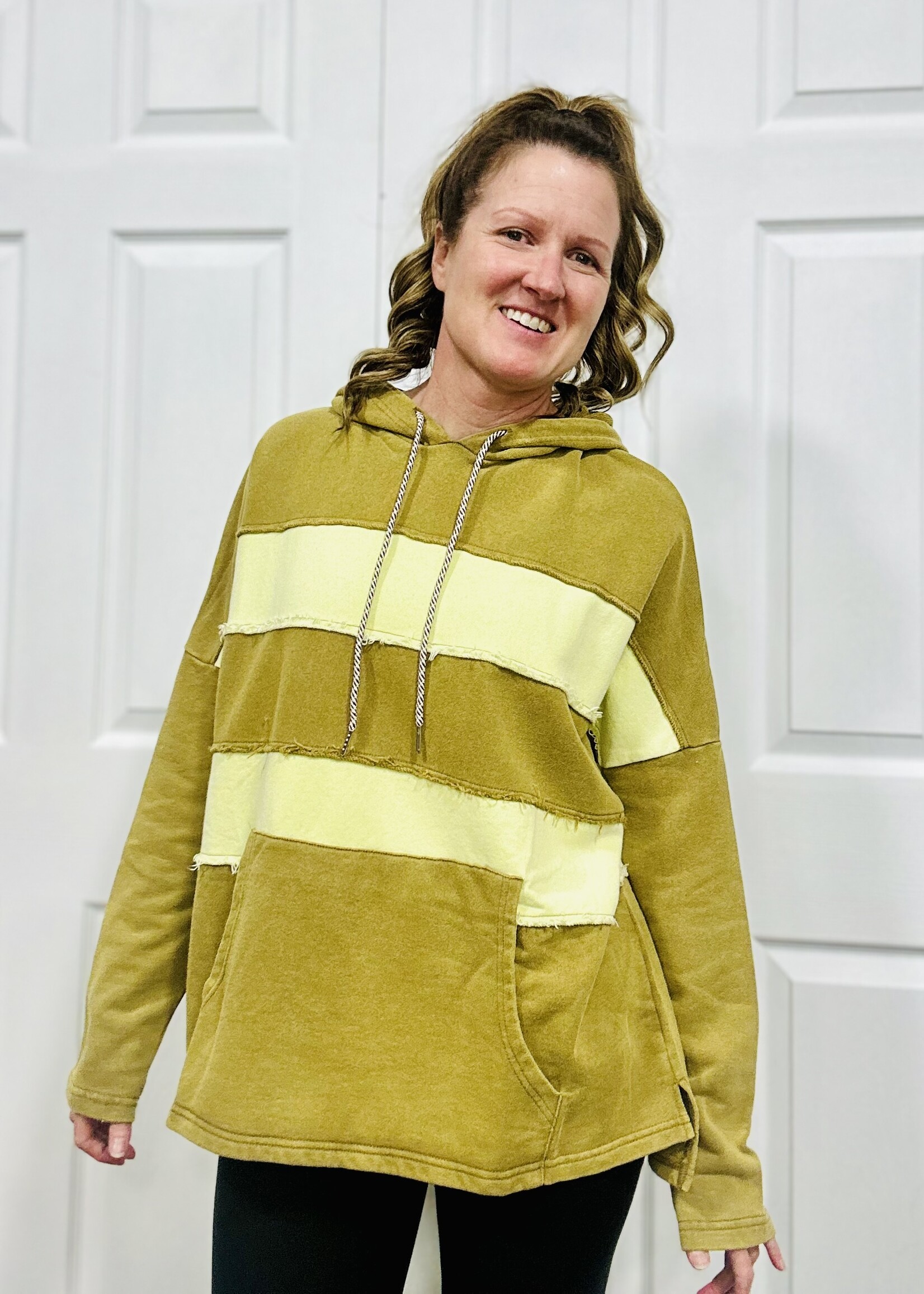 Easel Mineral Wash Striped Hoodie