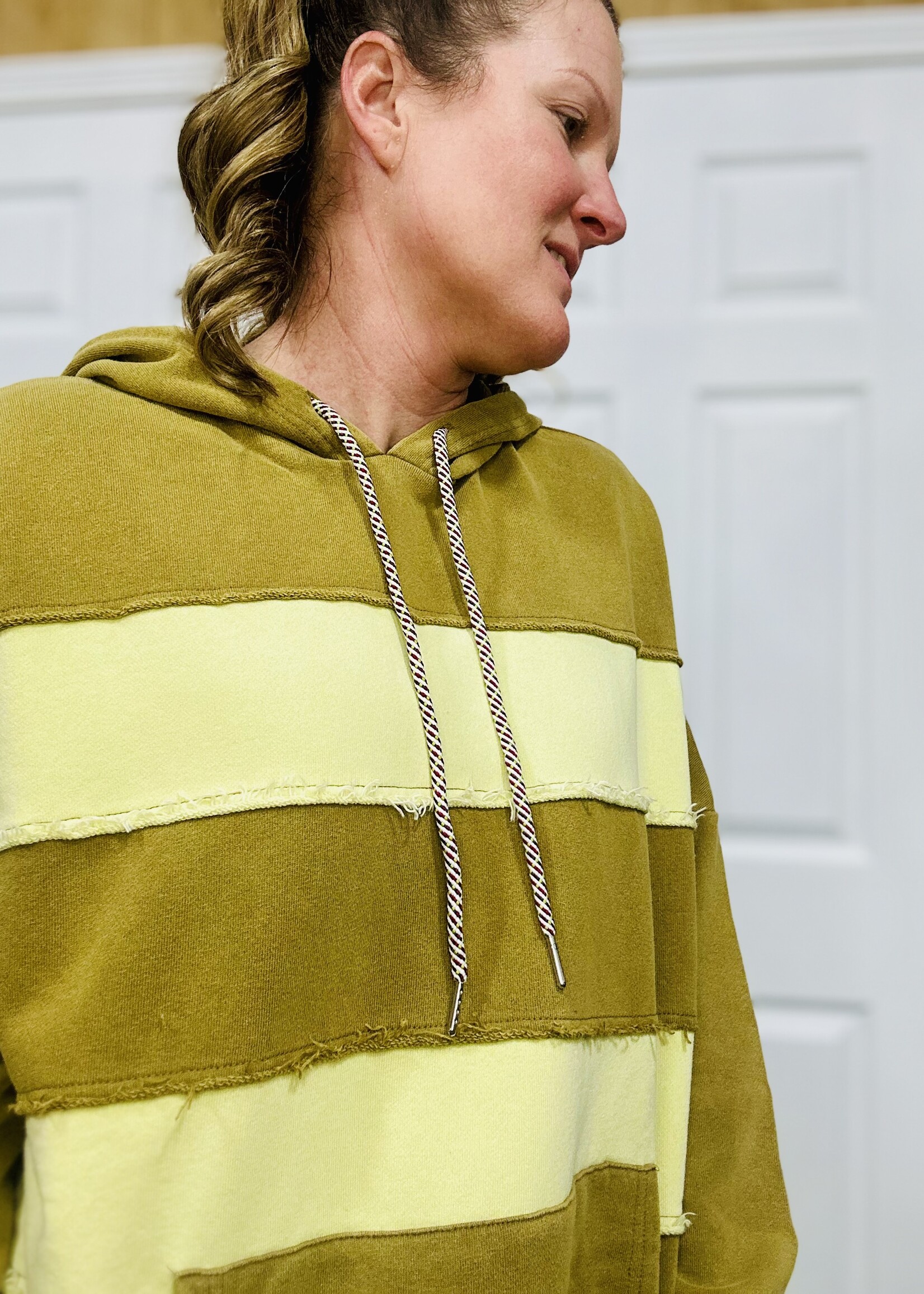 Easel Mineral Wash Striped Hoodie
