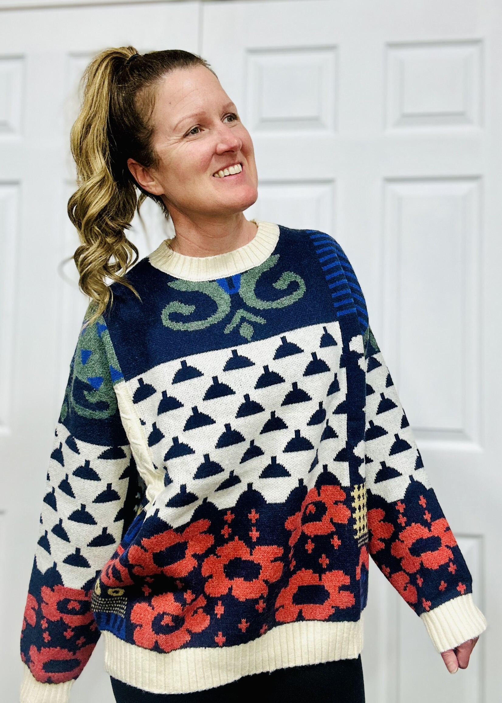 Easel Multi Pattern Sweater