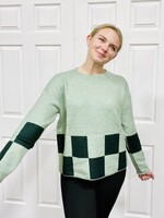 Sage/Hunter Green Check Sweater