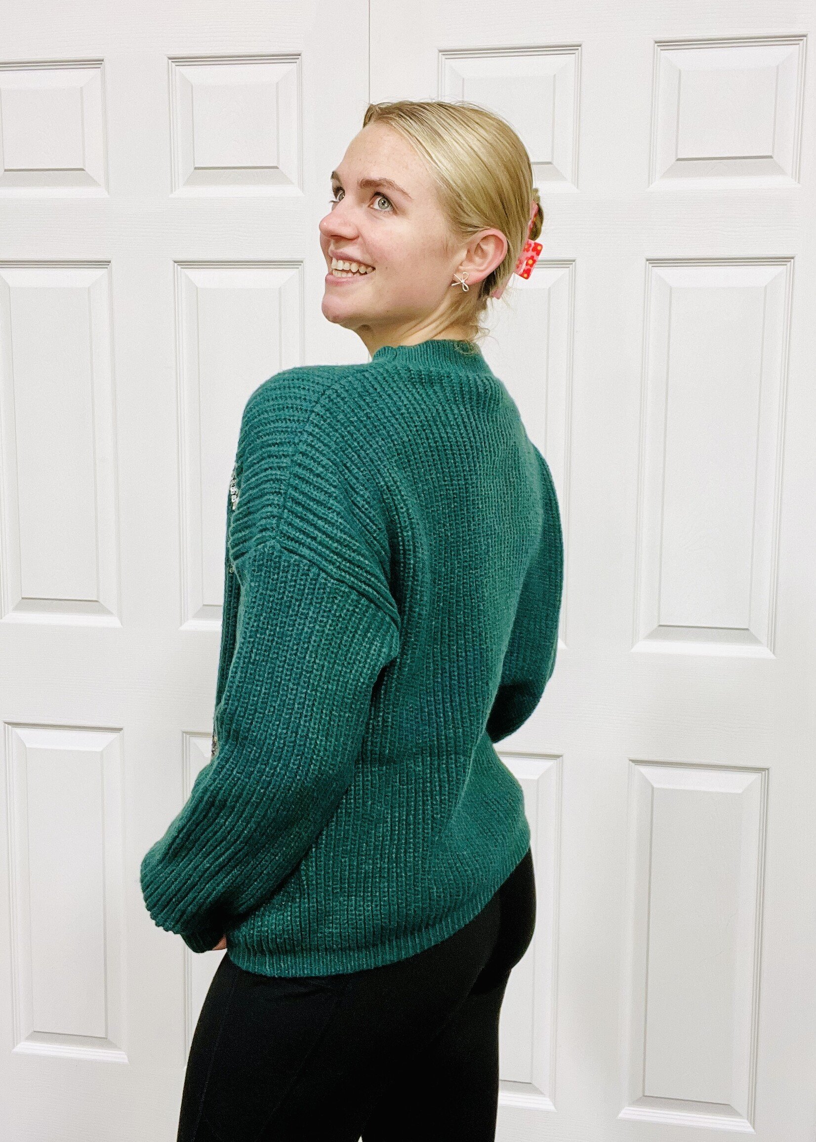 Hunter Green Bow Sweater