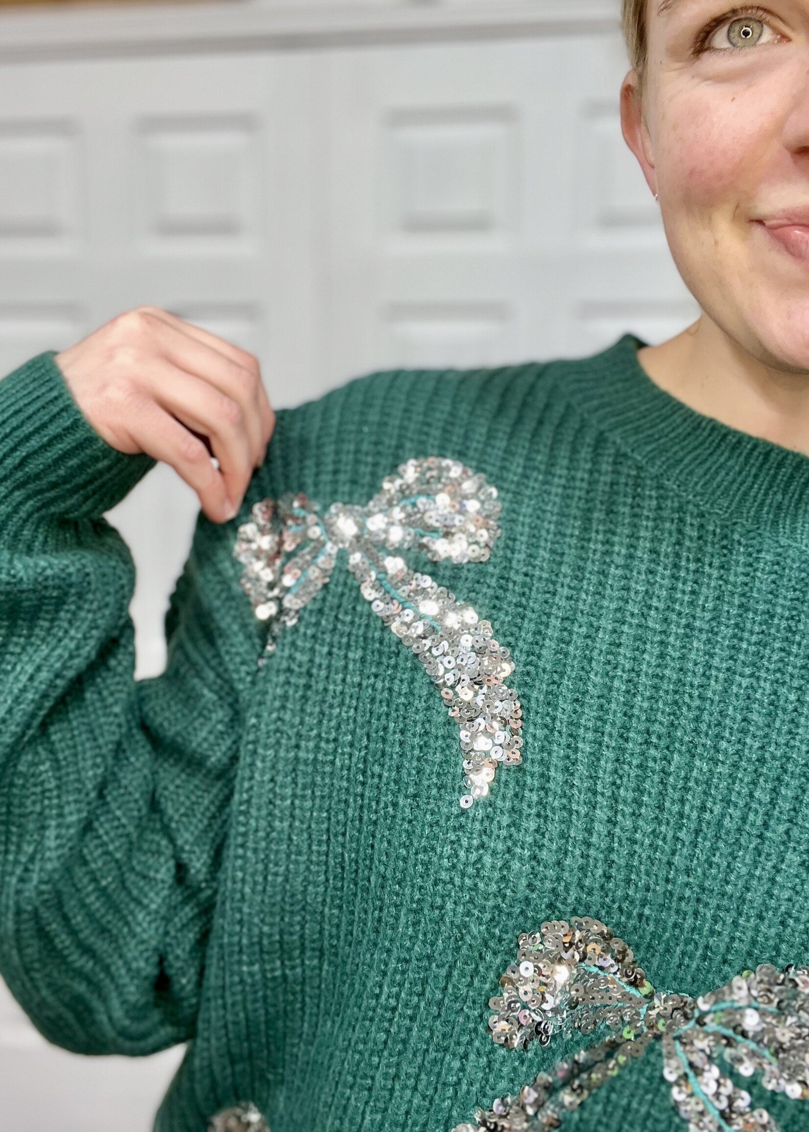 Hunter Green Bow Sweater