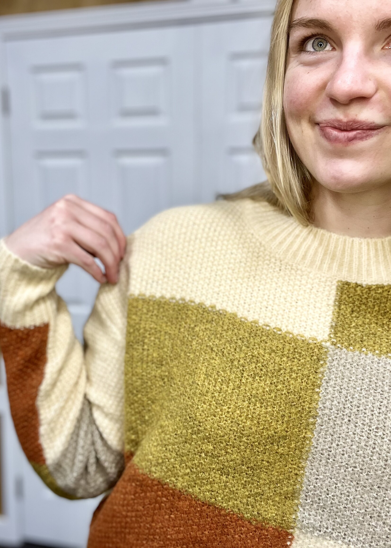 Multi Color Block Checked Sweater