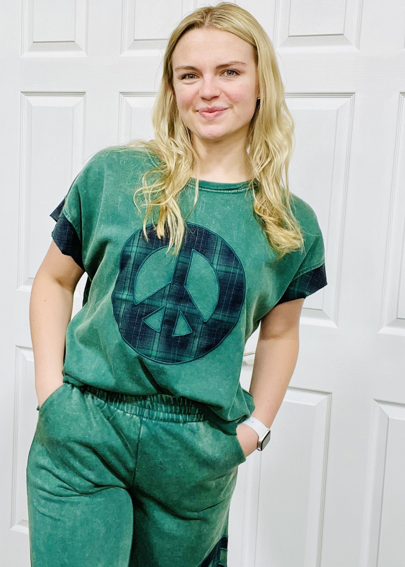 Green Mineral Washed Peace Top