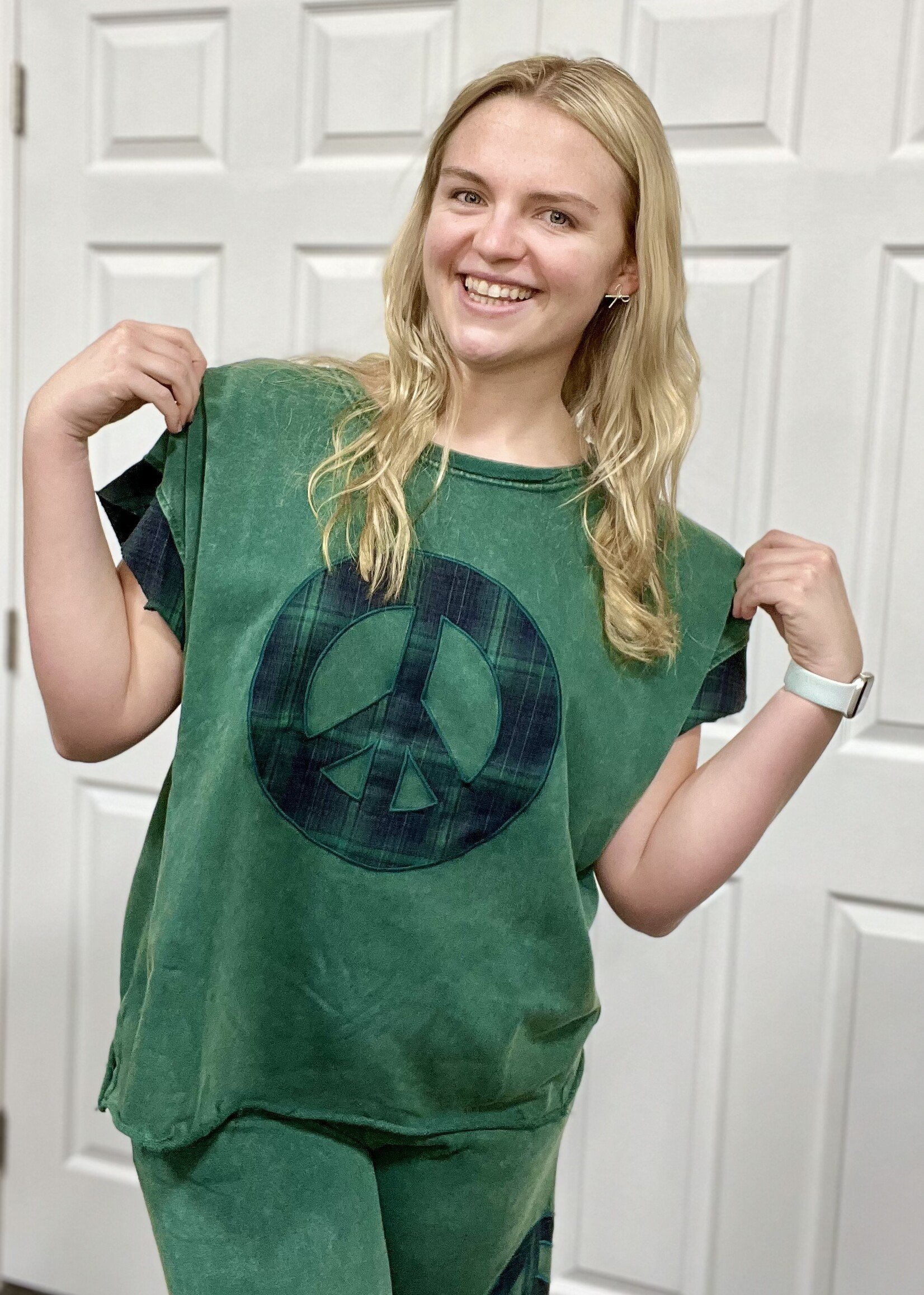 Green Mineral Washed Peace Top