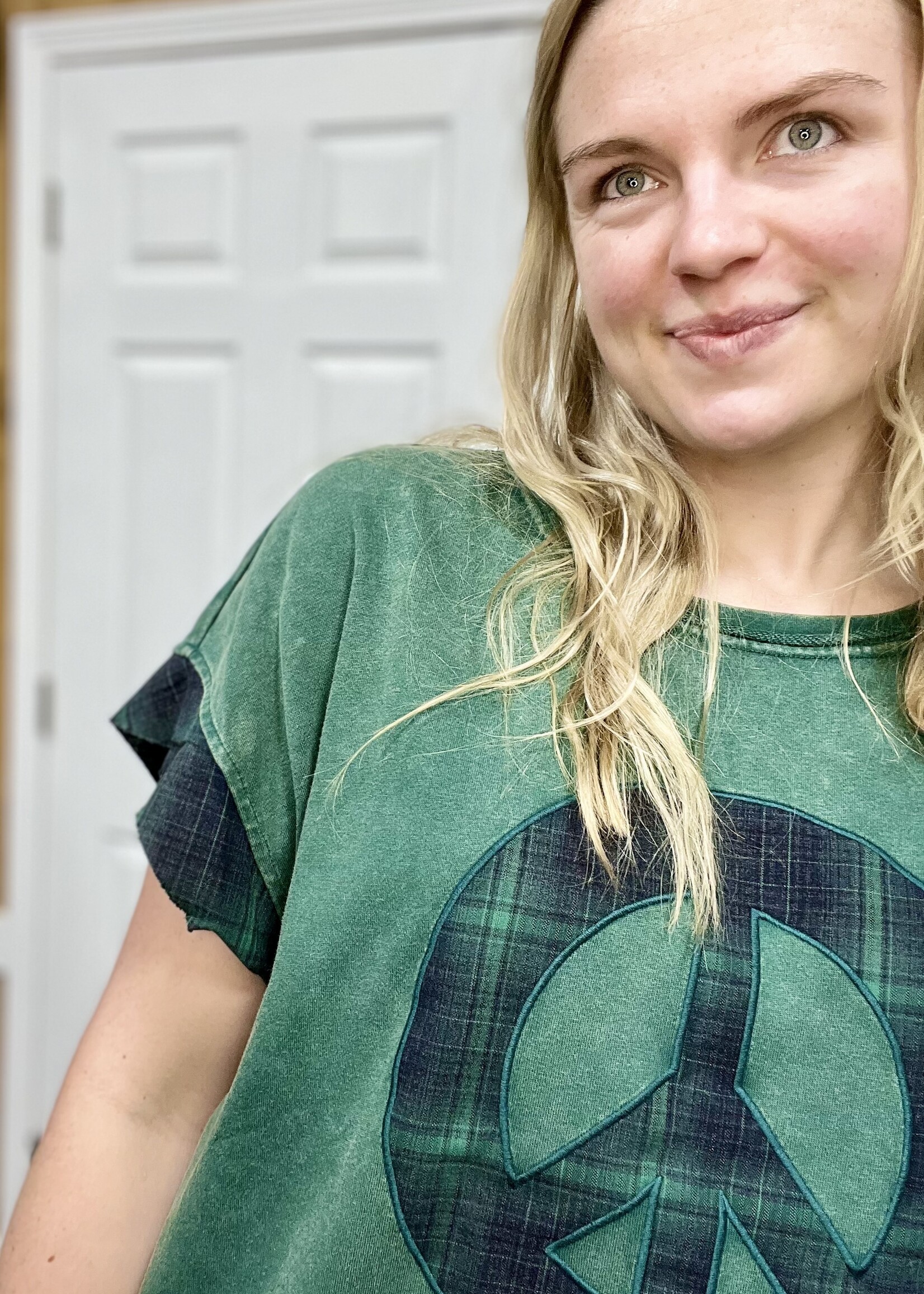 Green Mineral Washed Peace Top