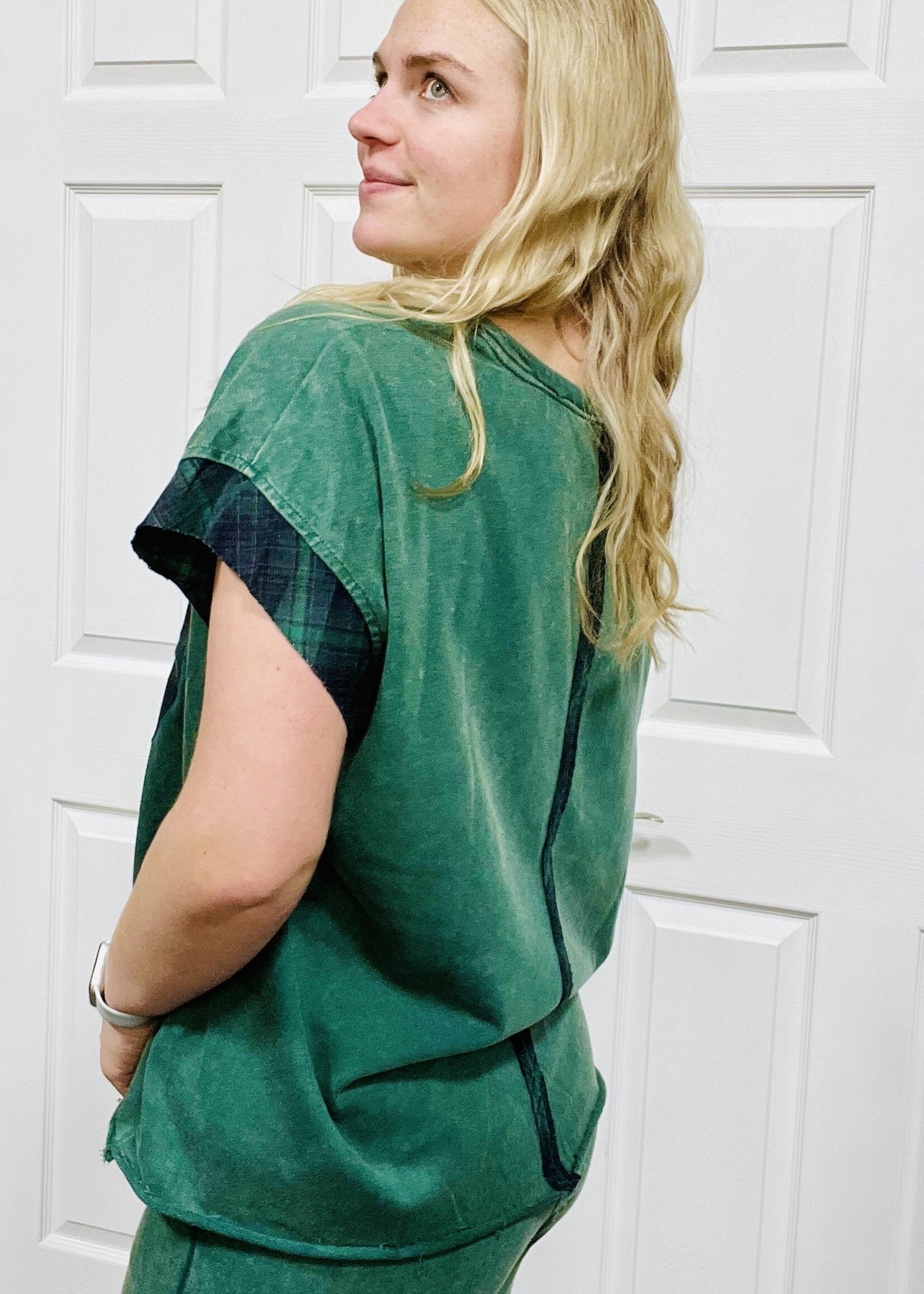 Green Mineral Washed Peace Top