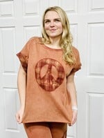 Rust Mineral Washed Peace Top