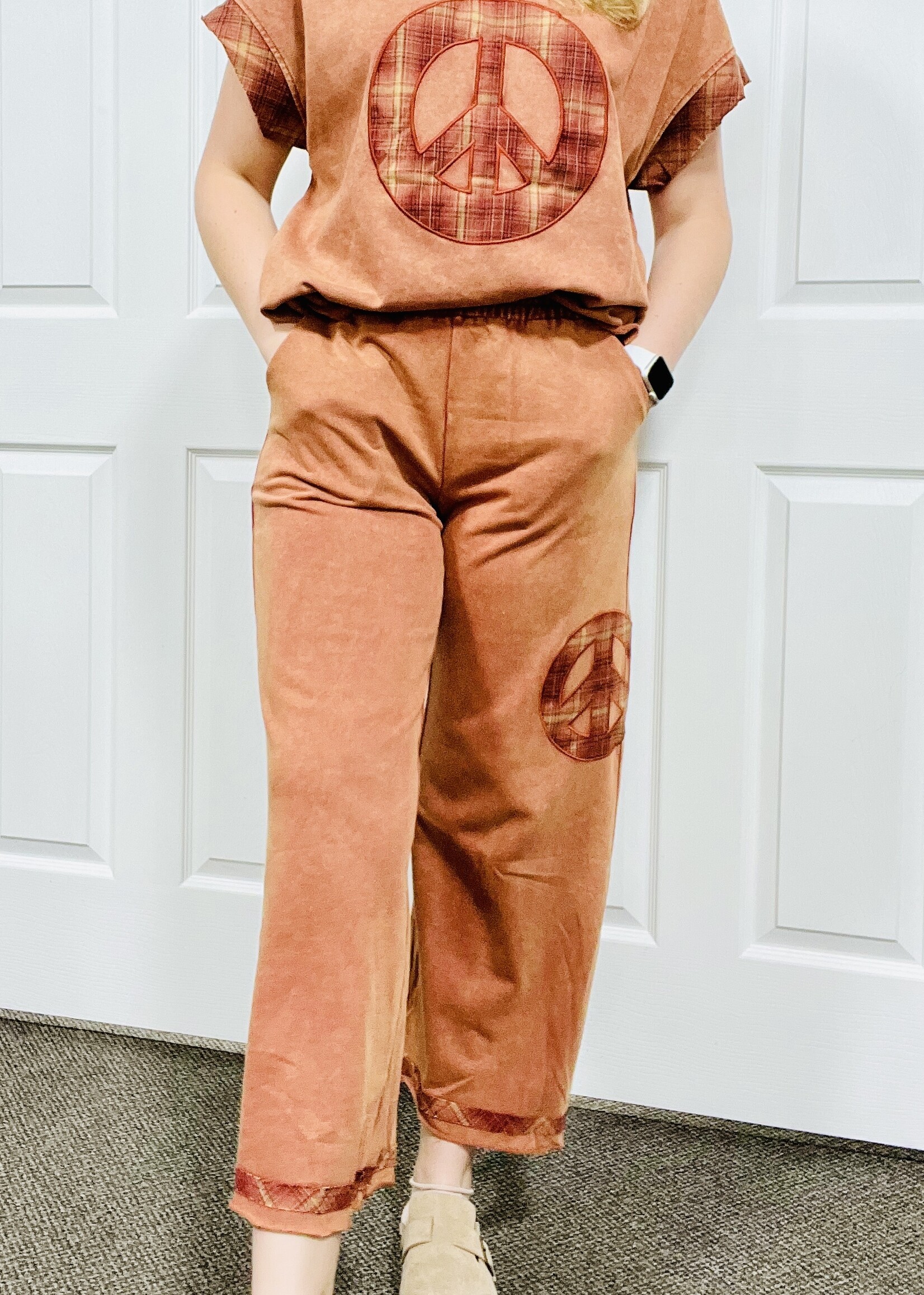 Rust Mineral Washed Peace Joggers