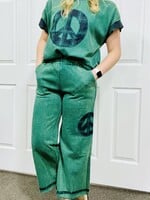 Green Mineral Washed Peace Joggers