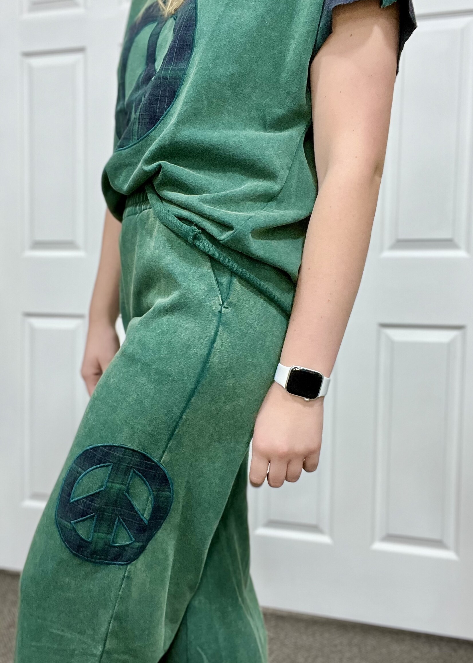 Green Mineral Washed Peace Joggers