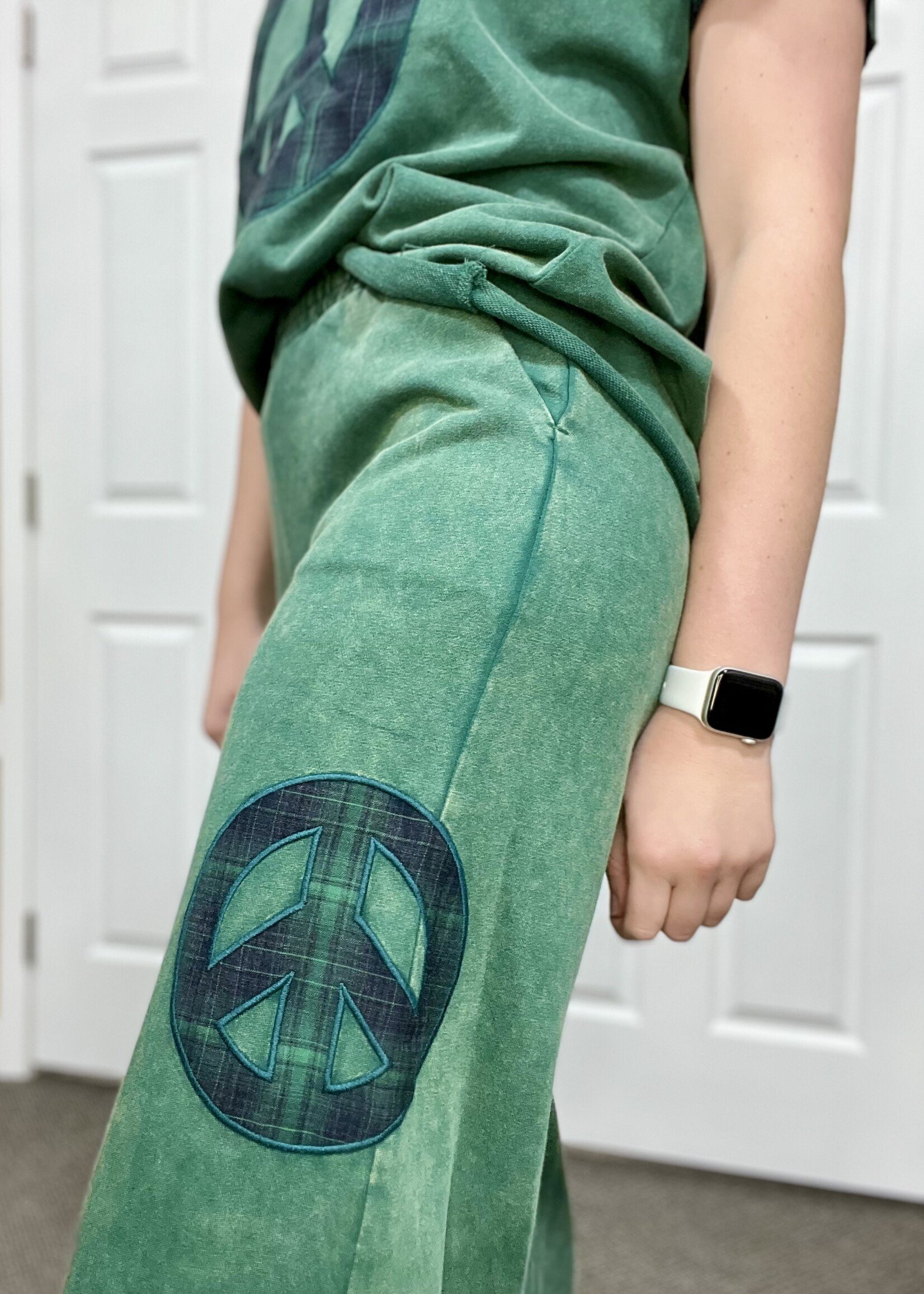 Green Mineral Washed Peace Joggers
