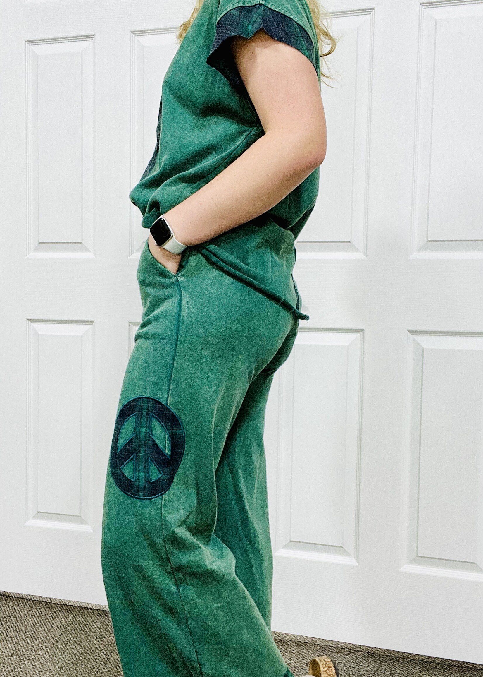 Green Mineral Washed Peace Joggers