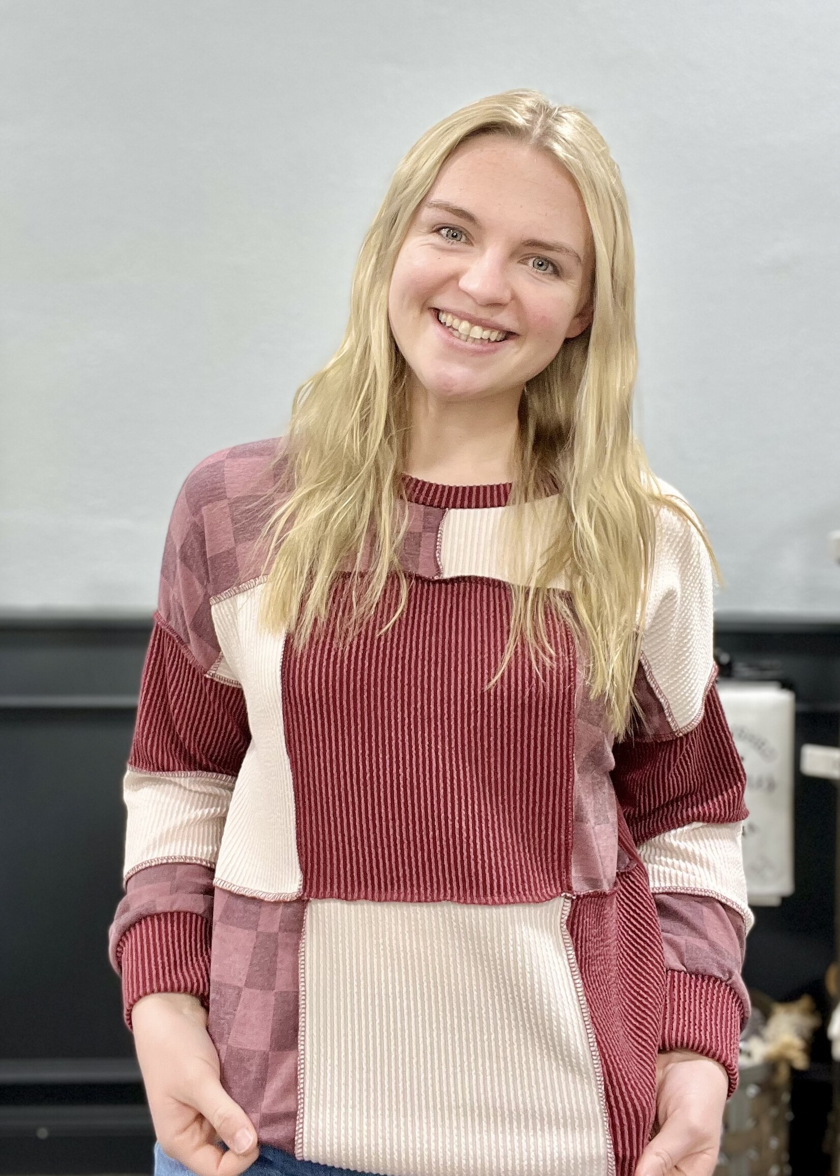 Burgundy Patchwork Block Top