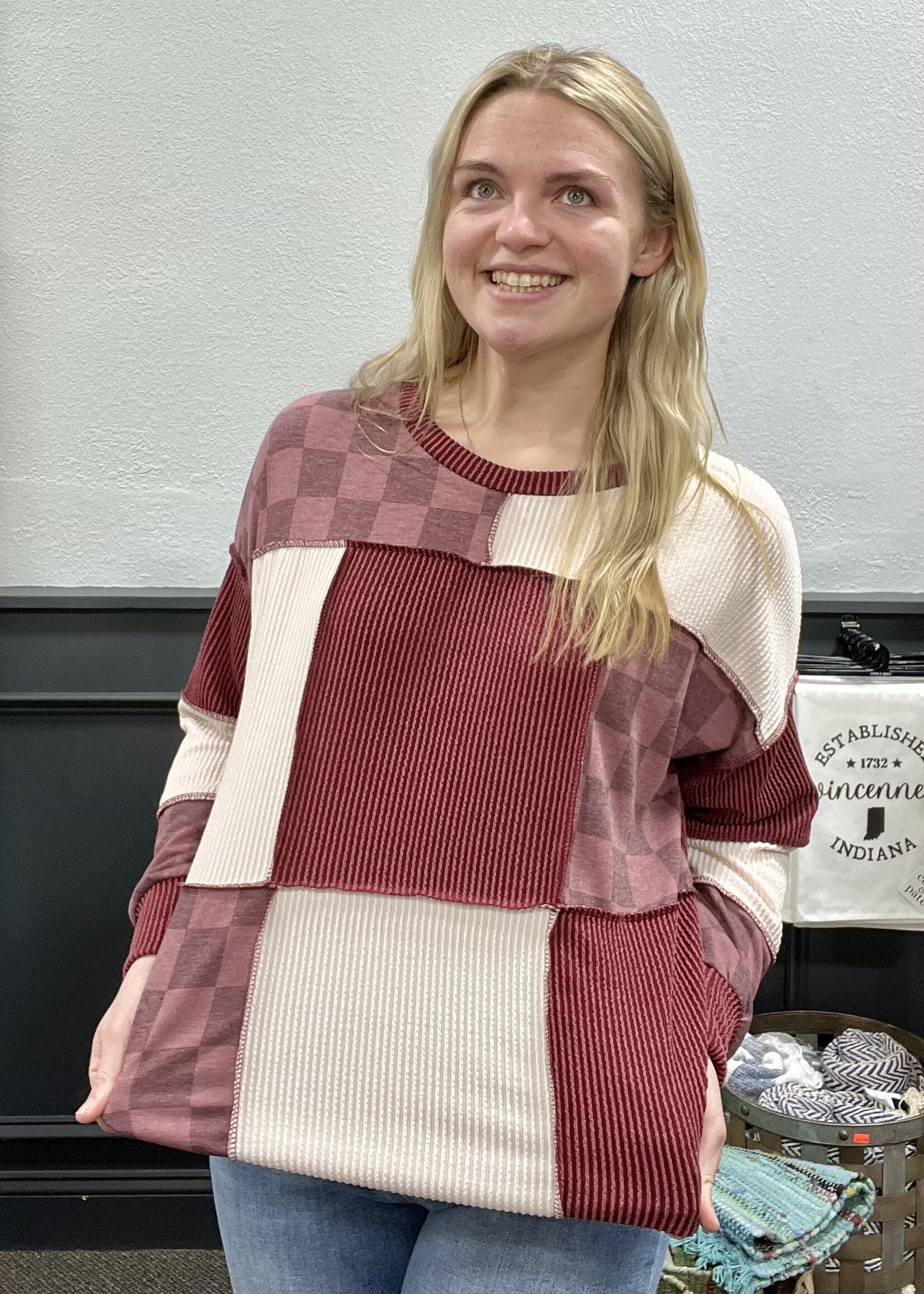 Burgundy Patchwork Block Top