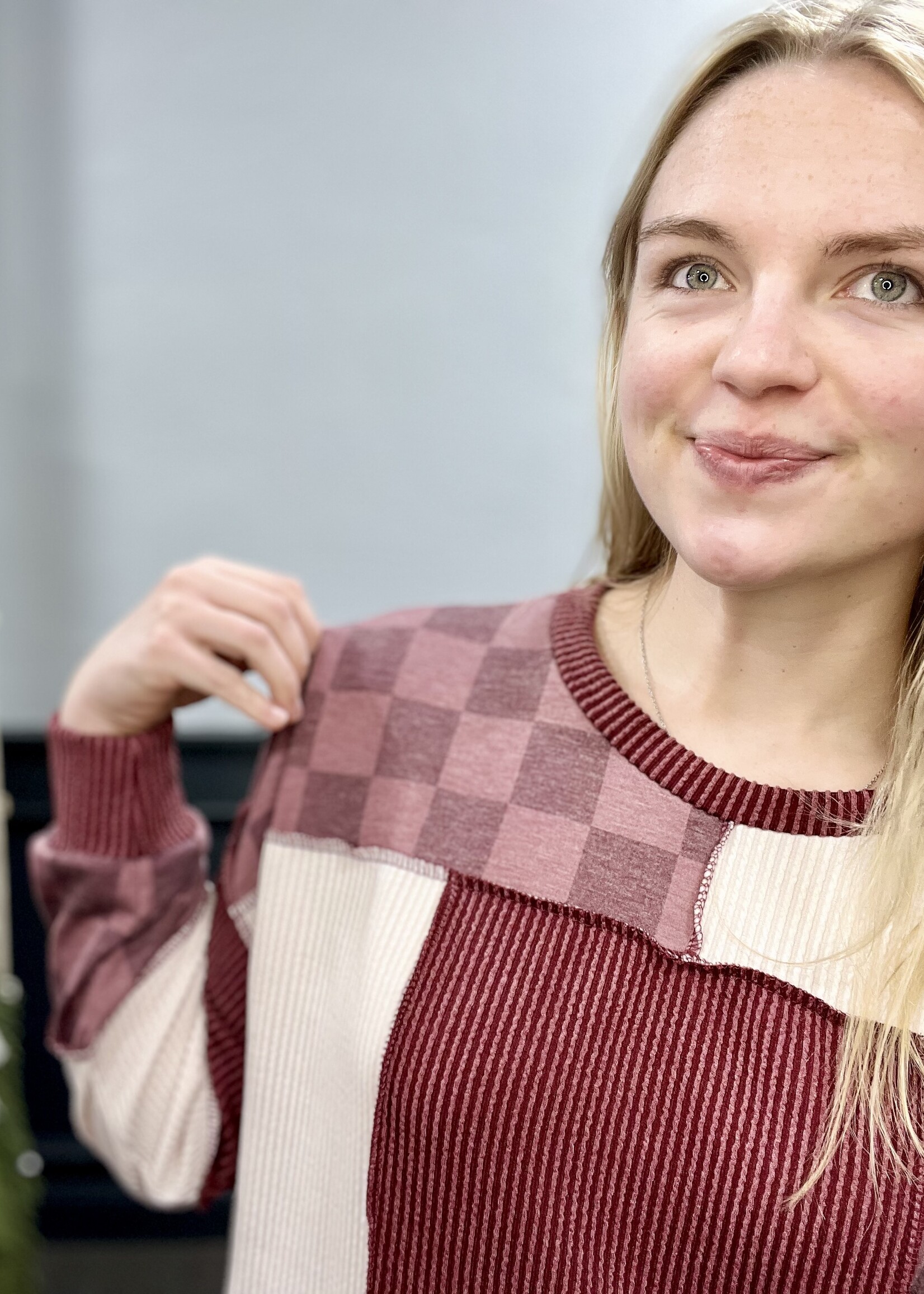 Burgundy Patchwork Block Top
