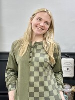 Ribbed/Checked Patchwork Top