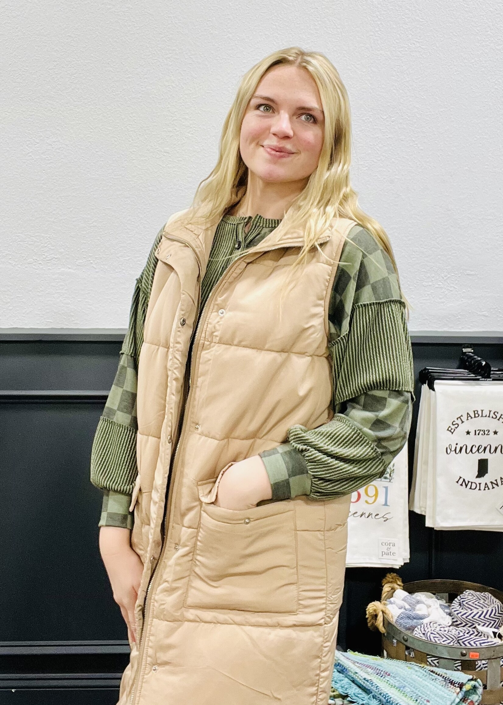 Ribbed/Checked Patchwork Top