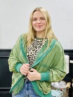 Green Mineral Washed Cardigan