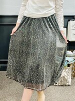 Black Sparkle Pleated Skirt