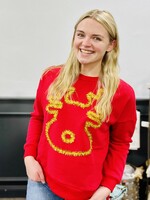 Red Tinsel Reindeer Pullover