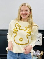 Ivory Tinsel Reindeer Pullover
