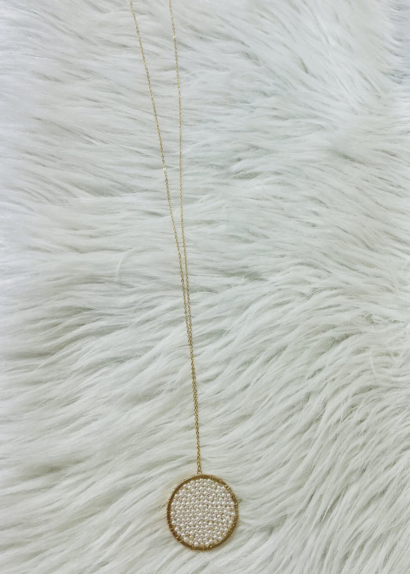 Pearl Disc Pendant Necklace