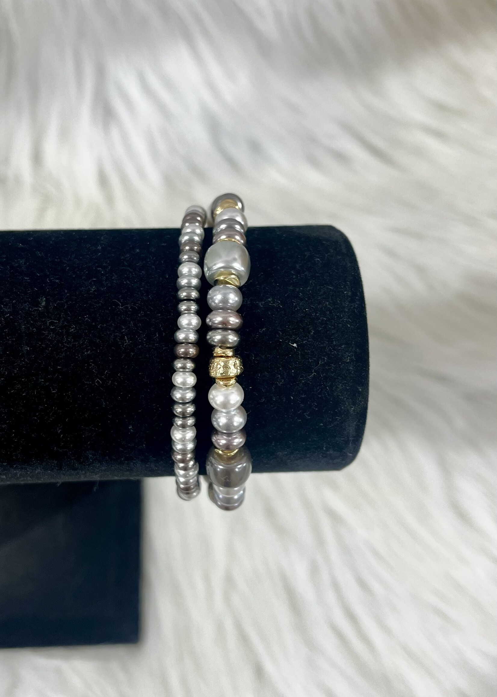 Periwinkle Tr-Color Beaded Bracelet