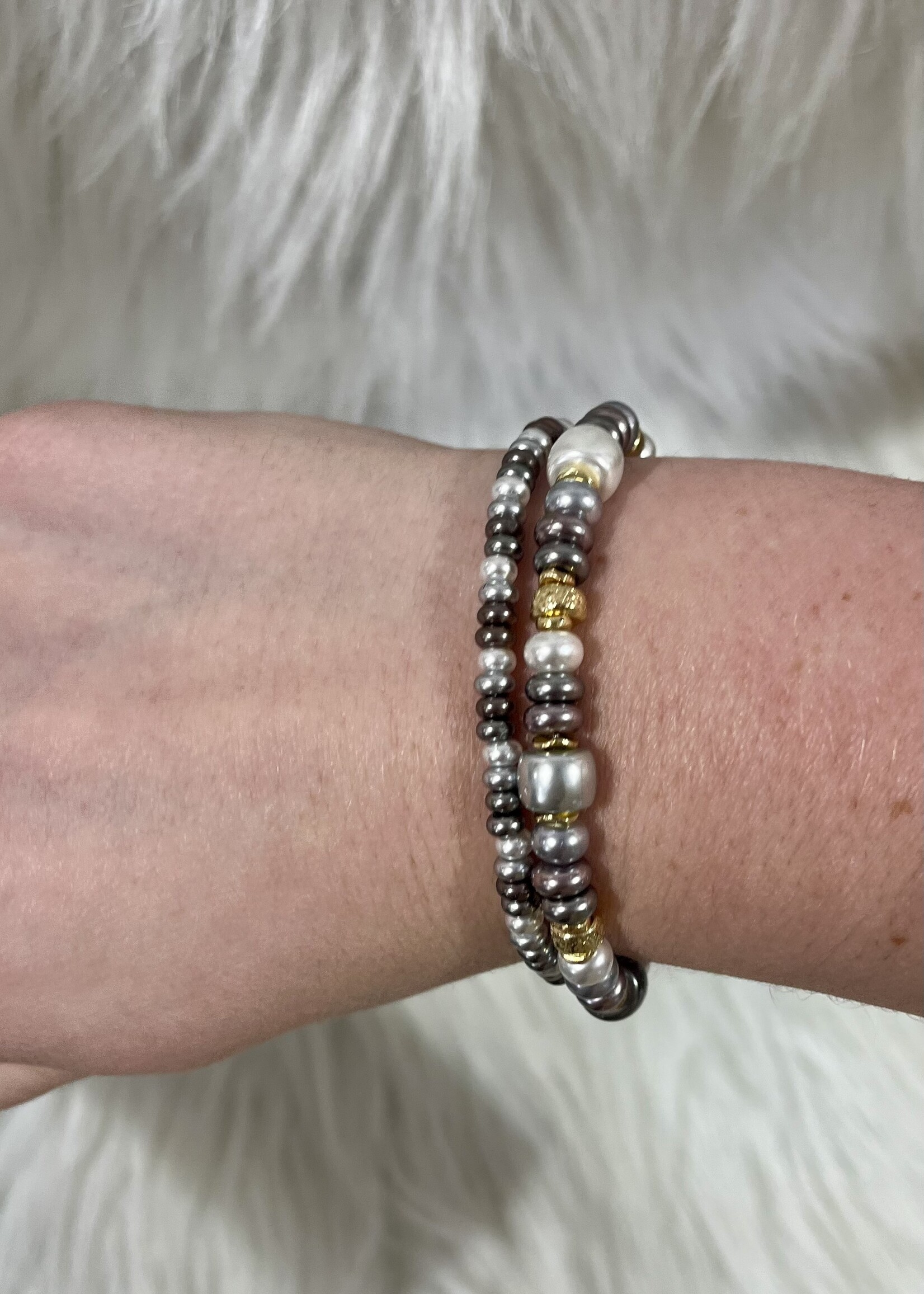 Periwinkle Tr-Color Beaded Bracelet