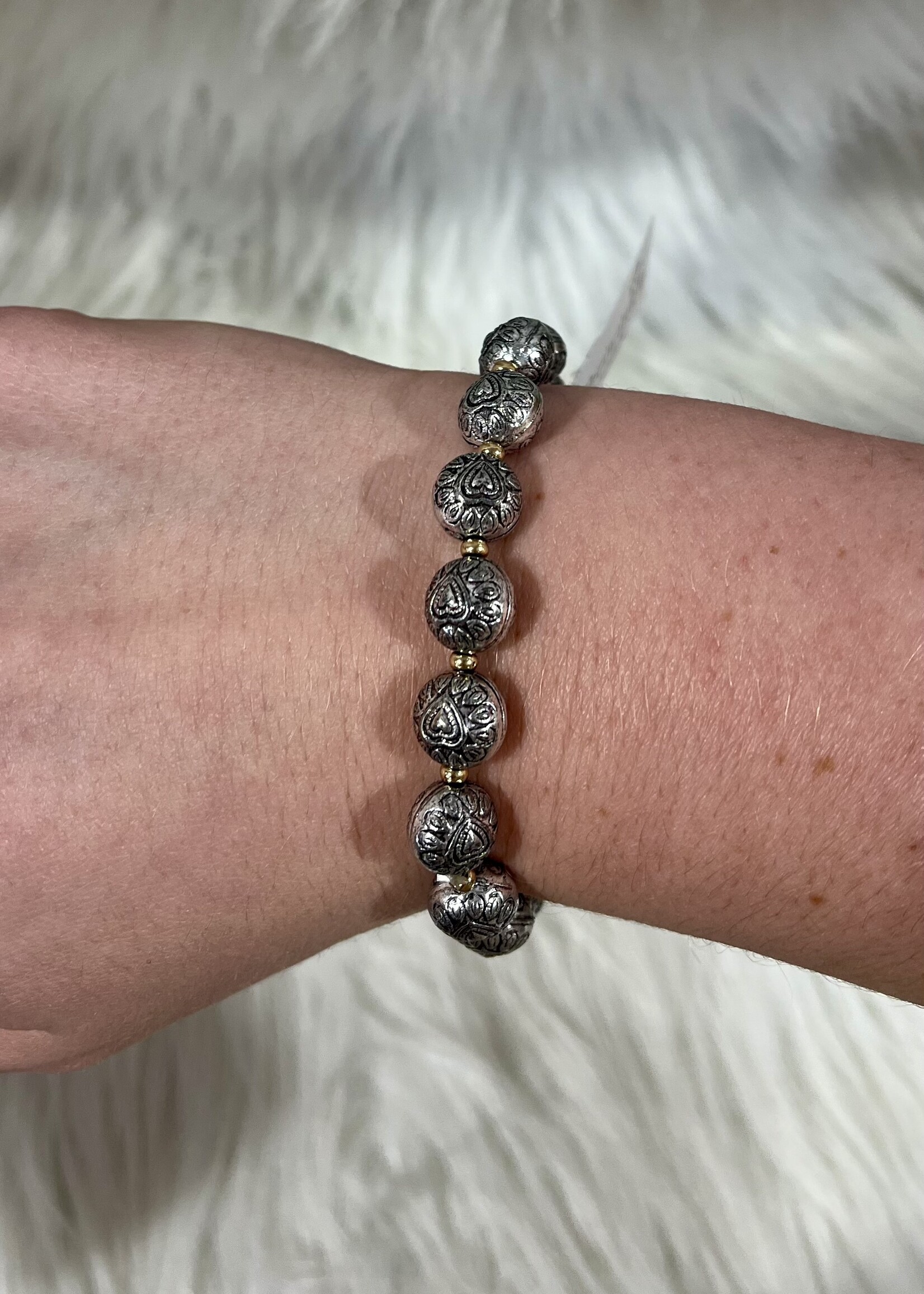 Antique Beaded Heart Bracelet