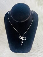 Silver Sparkle Bow Necklace