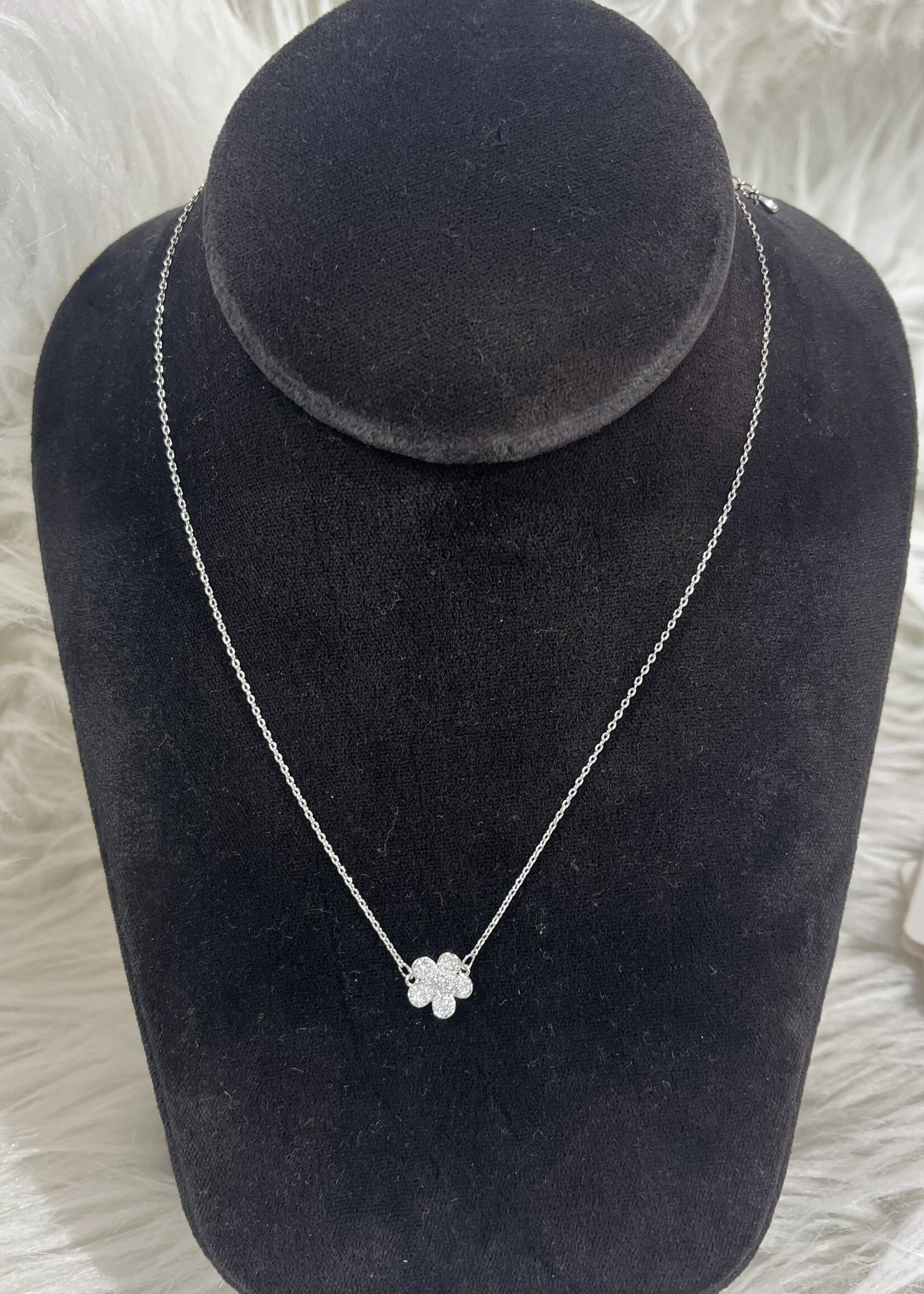 Attic Salt Boutique Silver Sparkle Flower Necklace