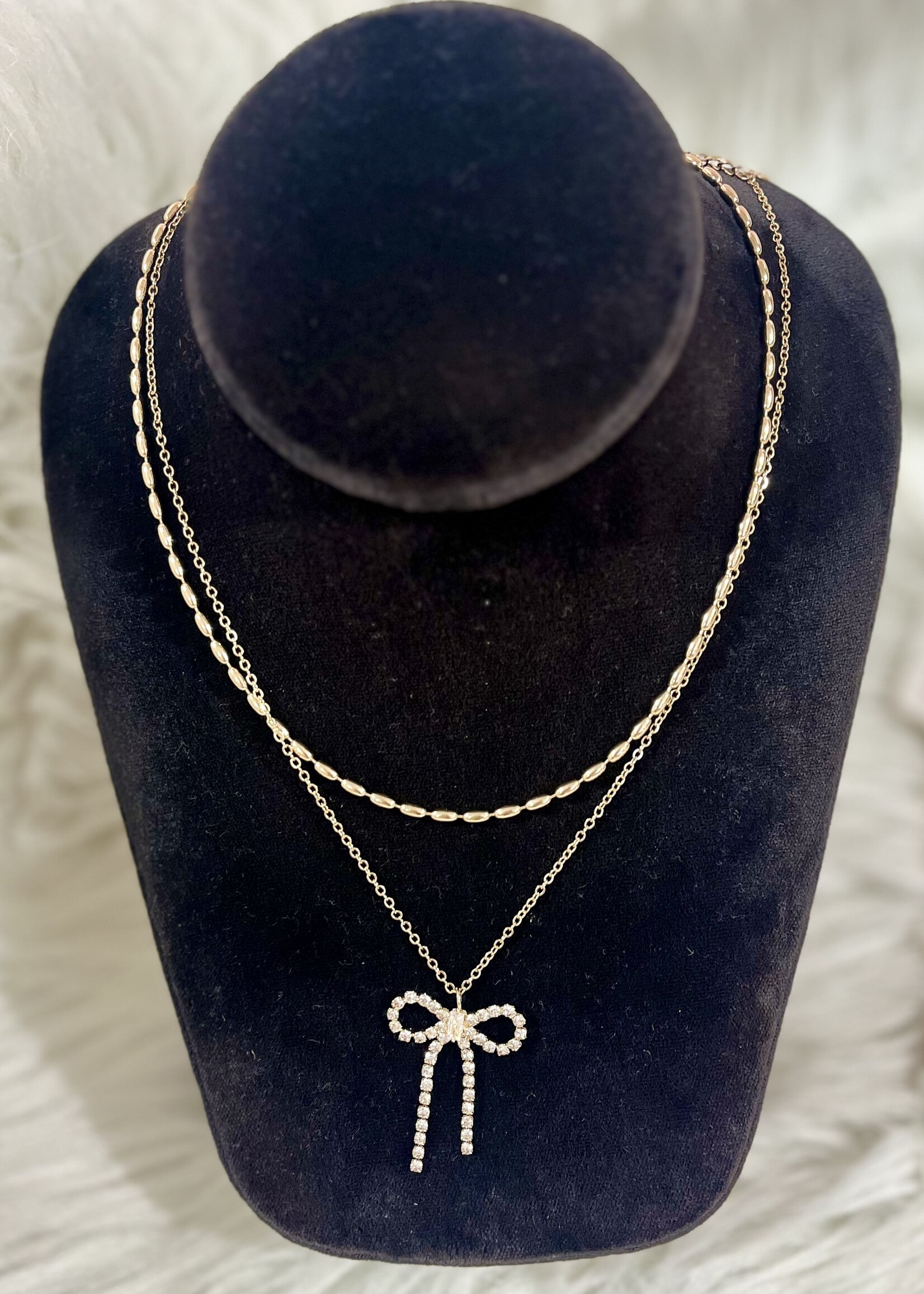 Gold Layered Bow Necklace