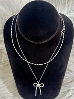 Attic Salt Boutique Silver Layered Bow Necklace