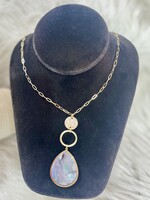 Gold Pearl Teardrop Pendant Necklace