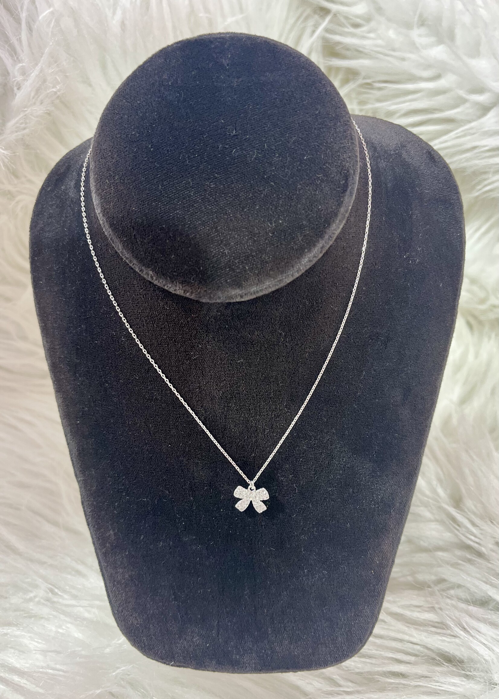 Silver Sparkle Bow Necklace