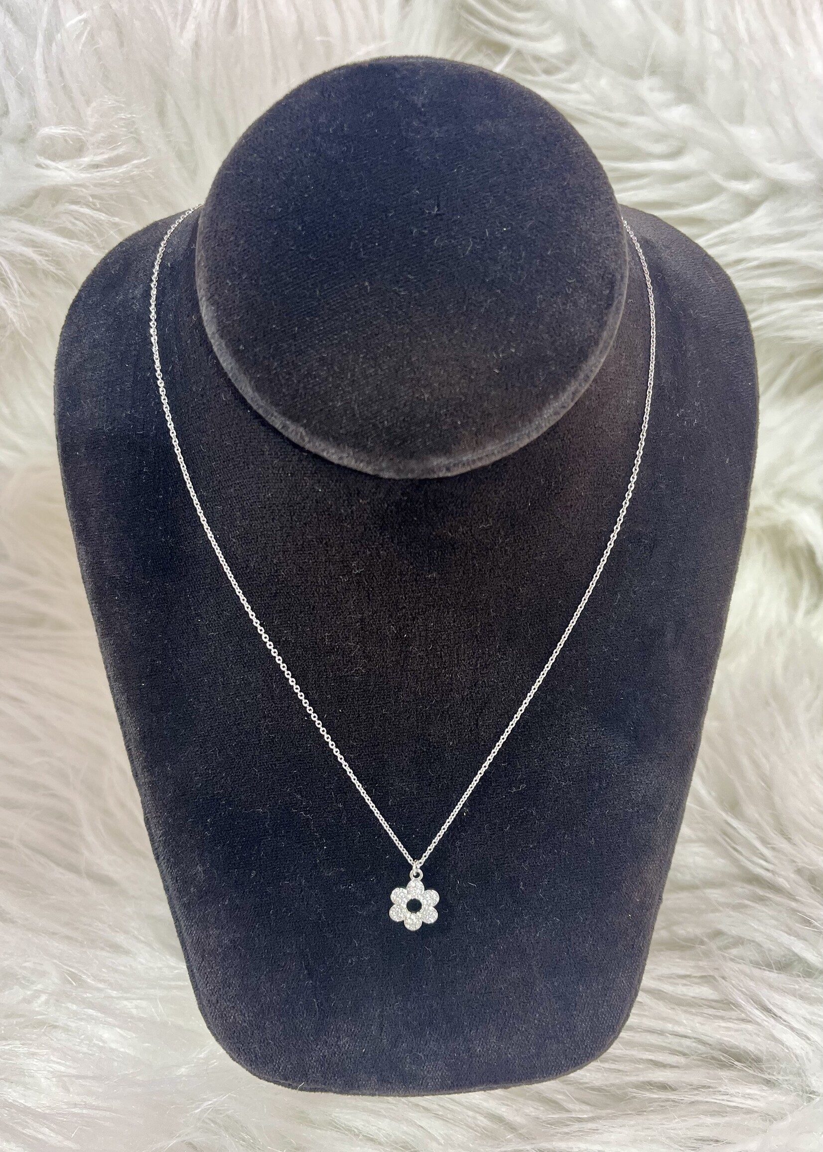 Attic Salt Boutique Silver Sparkle Flower Necklace