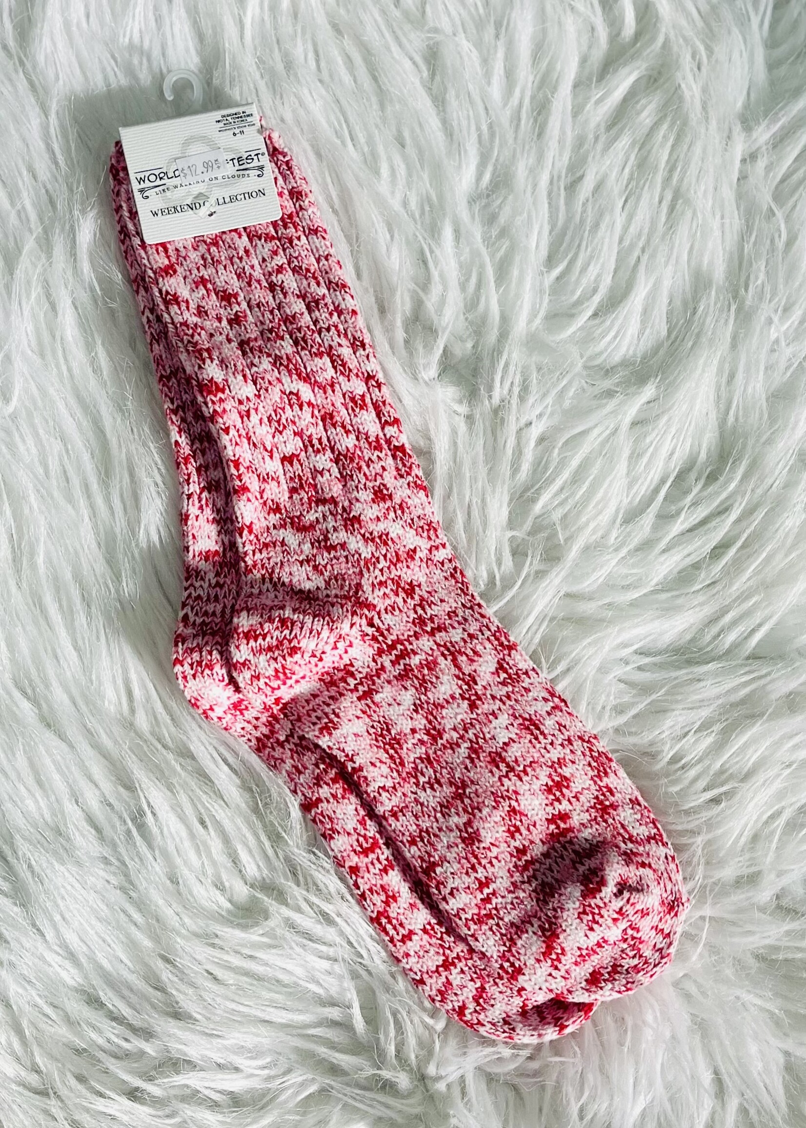 World's Softest Socks Peppermint Ragg Crew Socks