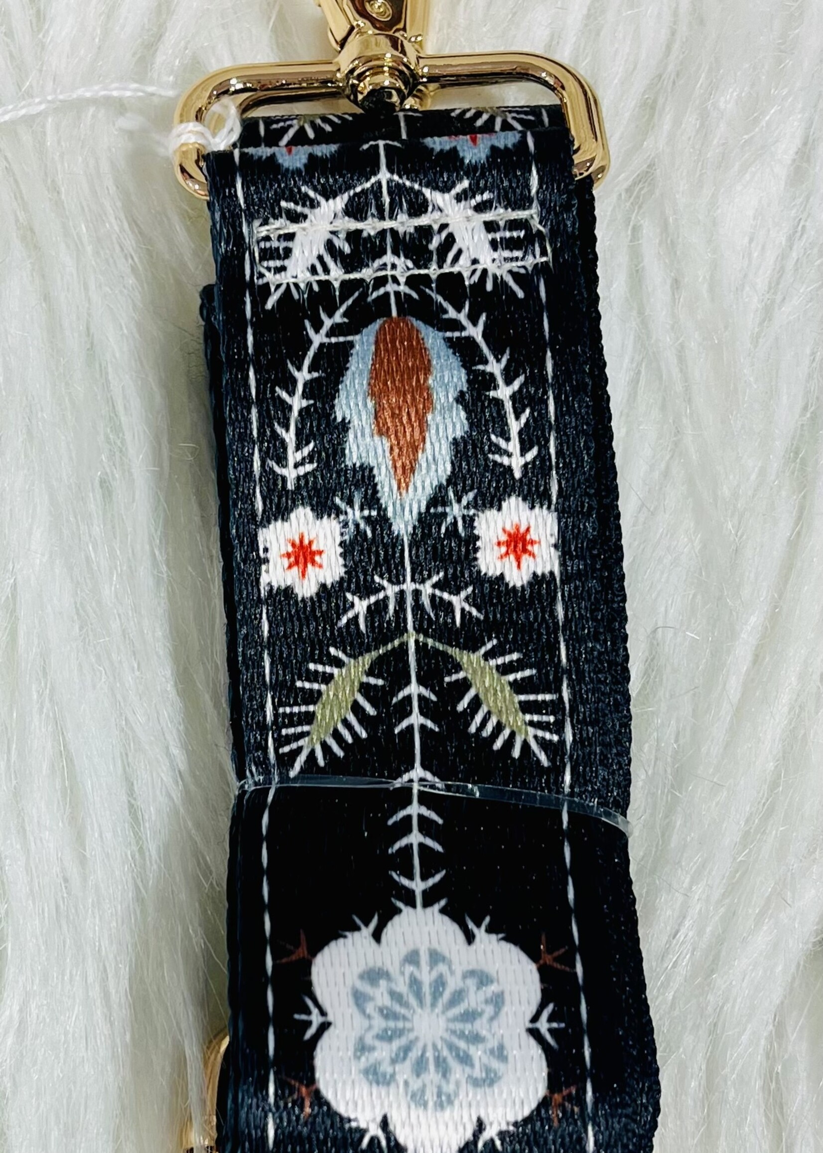 Black Desert Flower Adjustable Guitar Strap