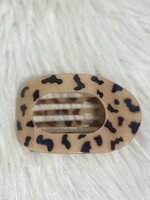 Pale Pink Leopard Oval Flat Hair Clip