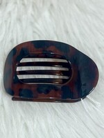 Dark Leopard Oval Flat Hair Clip