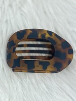 Matte Leopard Oval Flat Hair Clip