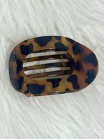 Glossy Leopard Oval Flat Hair Clip