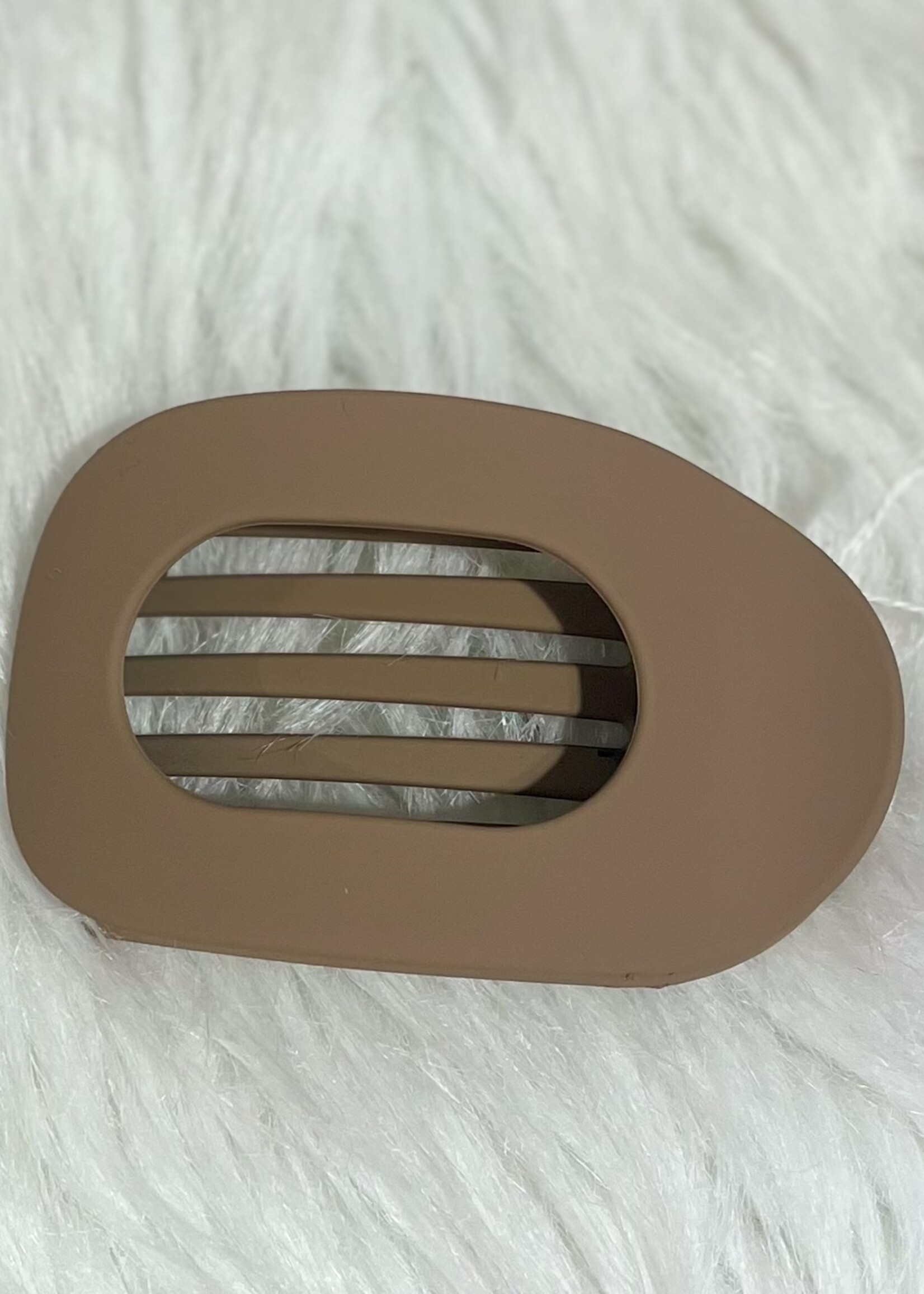 Khaki Oval Flat Hair Clip