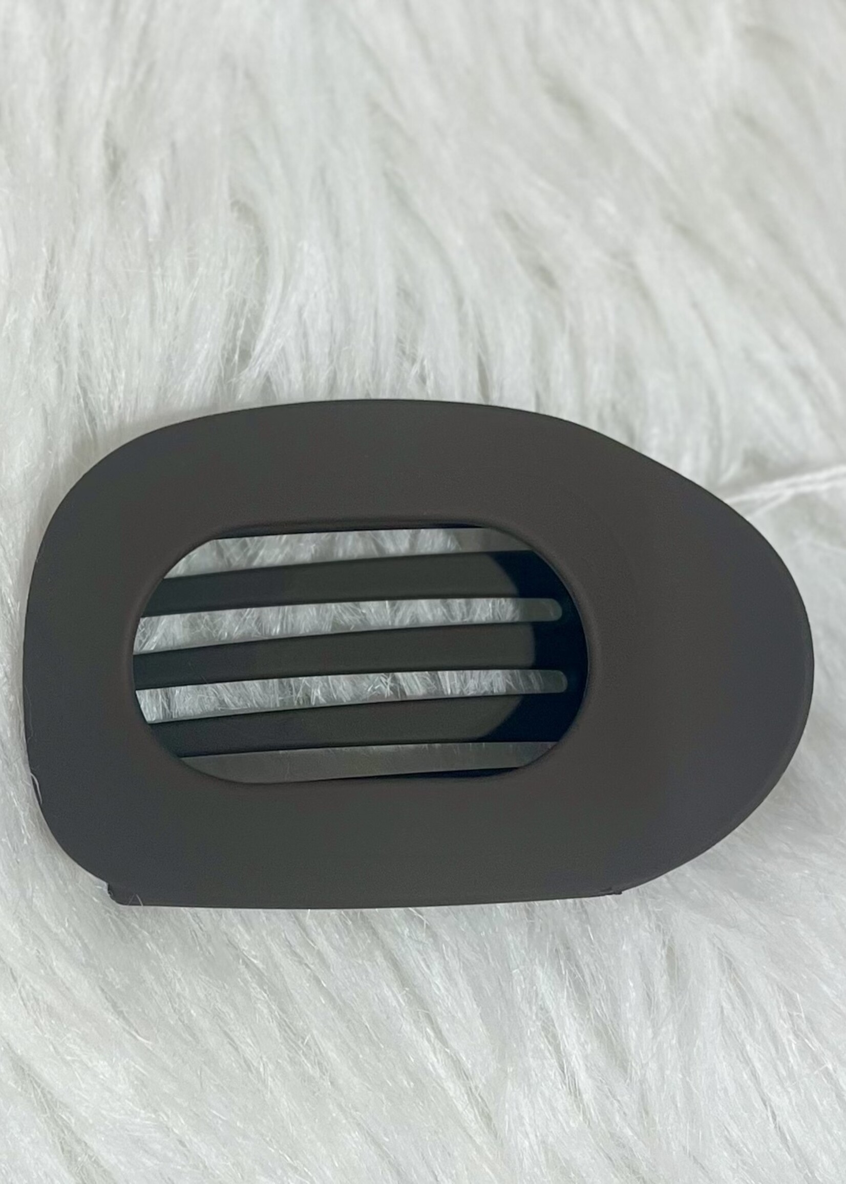 Dark Coffee Oval Flat Hair Clip