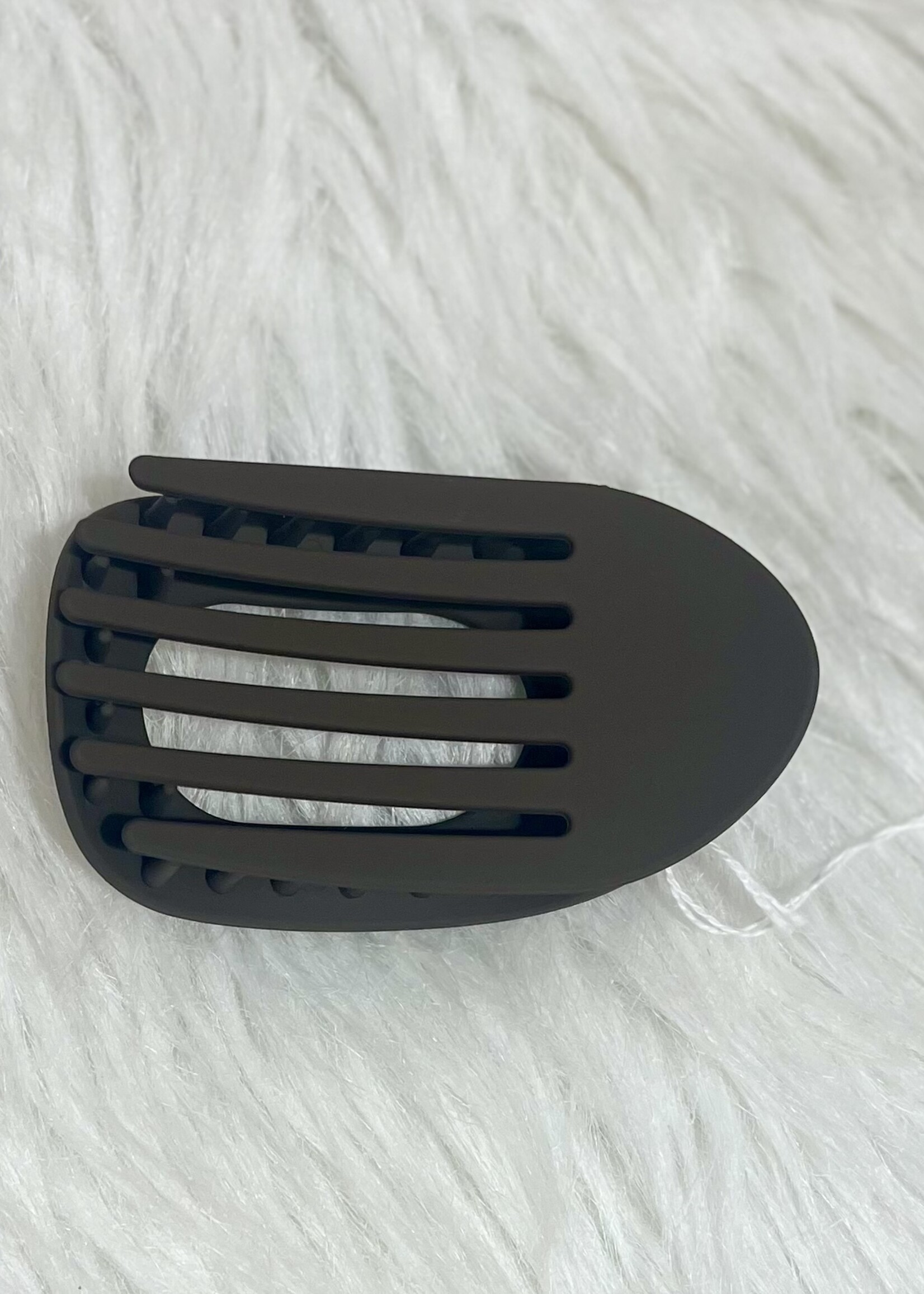 Dark Coffee Oval Flat Hair Clip