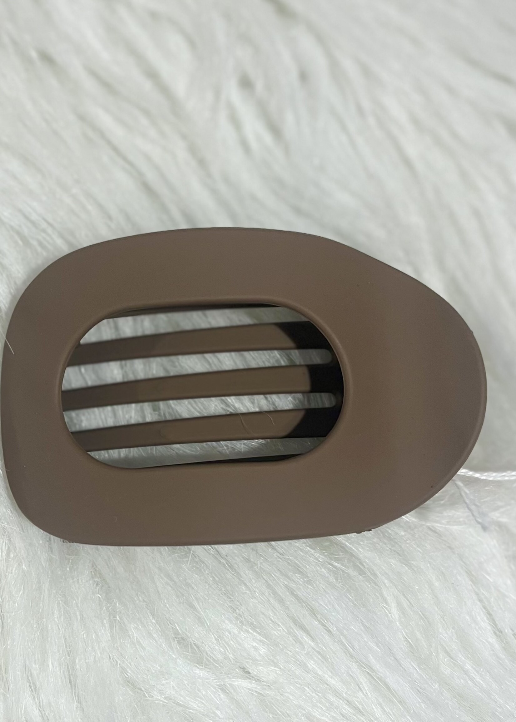 Light Coffee Flat Oval Hair Clip