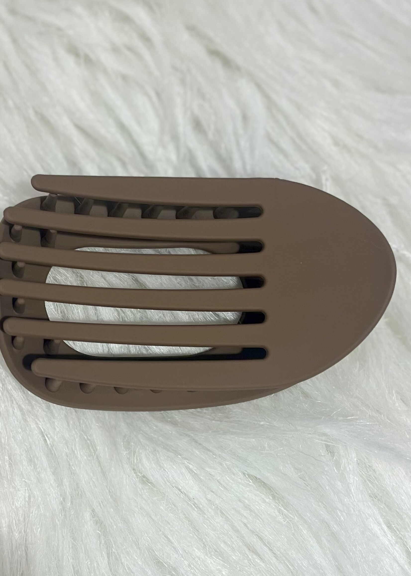 Light Coffee Flat Oval Hair Clip